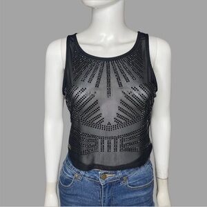 Windsor Black Sheer Studded Crop Top